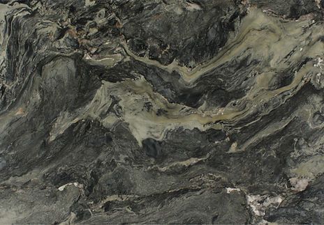 Dark grey and tan marble with swirling patterns and some lighter areas.