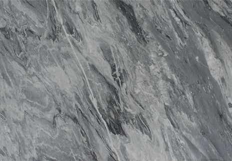 Gray marble with swirling veins of darker gray and white.