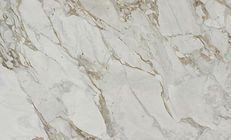 White marble with gray and tan veining.