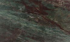 Dark green and burgundy marble slab with flowing patterns.