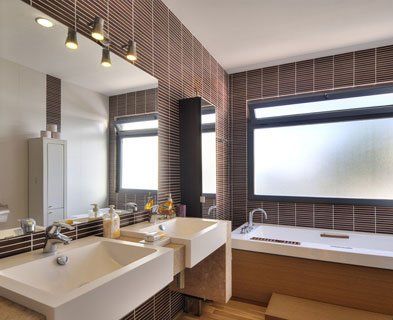 Contemporary bathroom sink and mirror