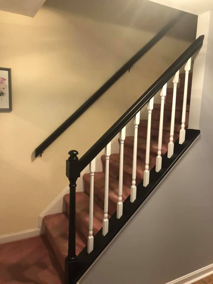 Wooden stairs railing