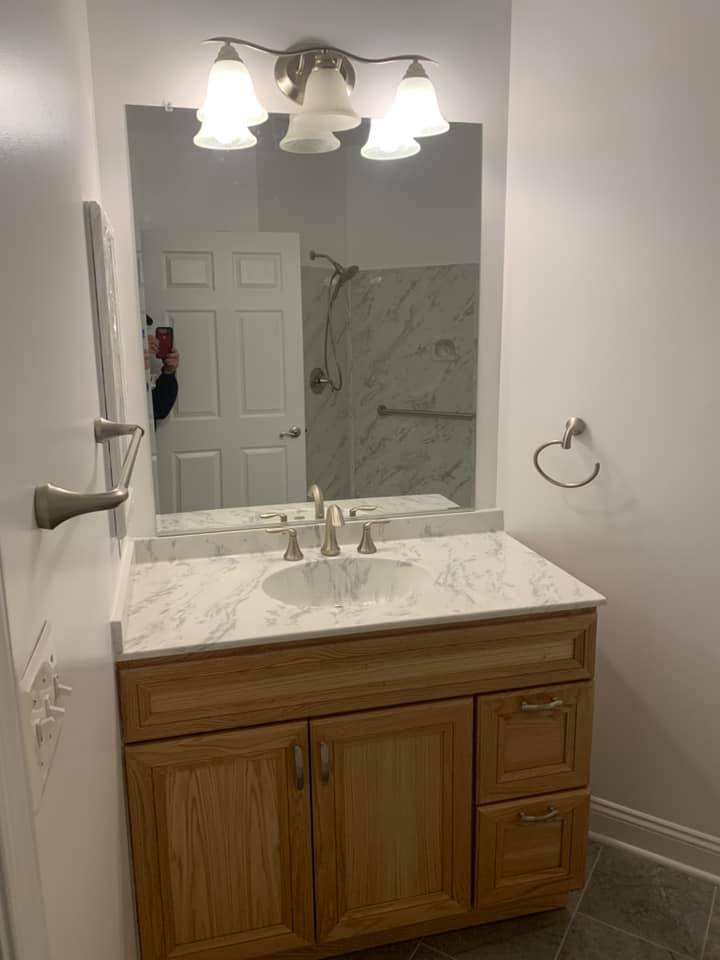 Bathroom sink cabinet and mirror
