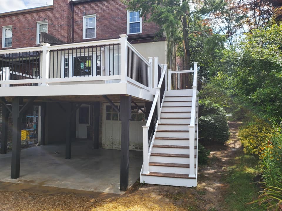 White deck stairs