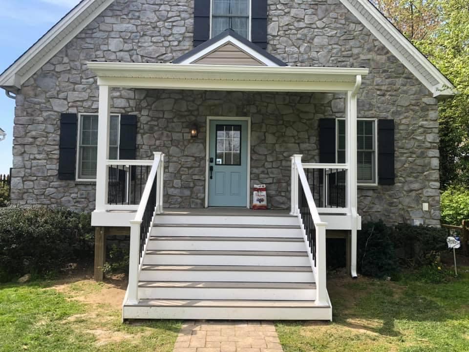 Huge house with stairs in front