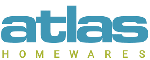 A blue and green logo for atlas homewares