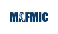 The MAFMIC logo, featuring dark blue block letters with a stylized white flame graphic replacing the letter A.