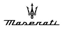 Maserati logo with a trident on top of the word