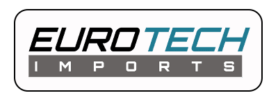 Logo for Eurotech Imports, with the words "EURO TECH" above "IMPORTS" in a white rounded rectangle.
