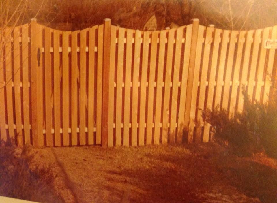 White wooden fence in warm sunlight behind a patch of dry grass.