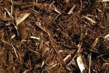 A close up of a pile of brown mulch.