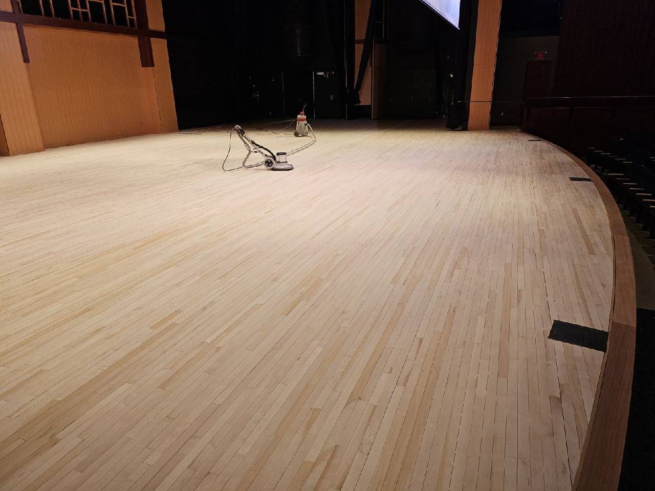 A large wooden stage