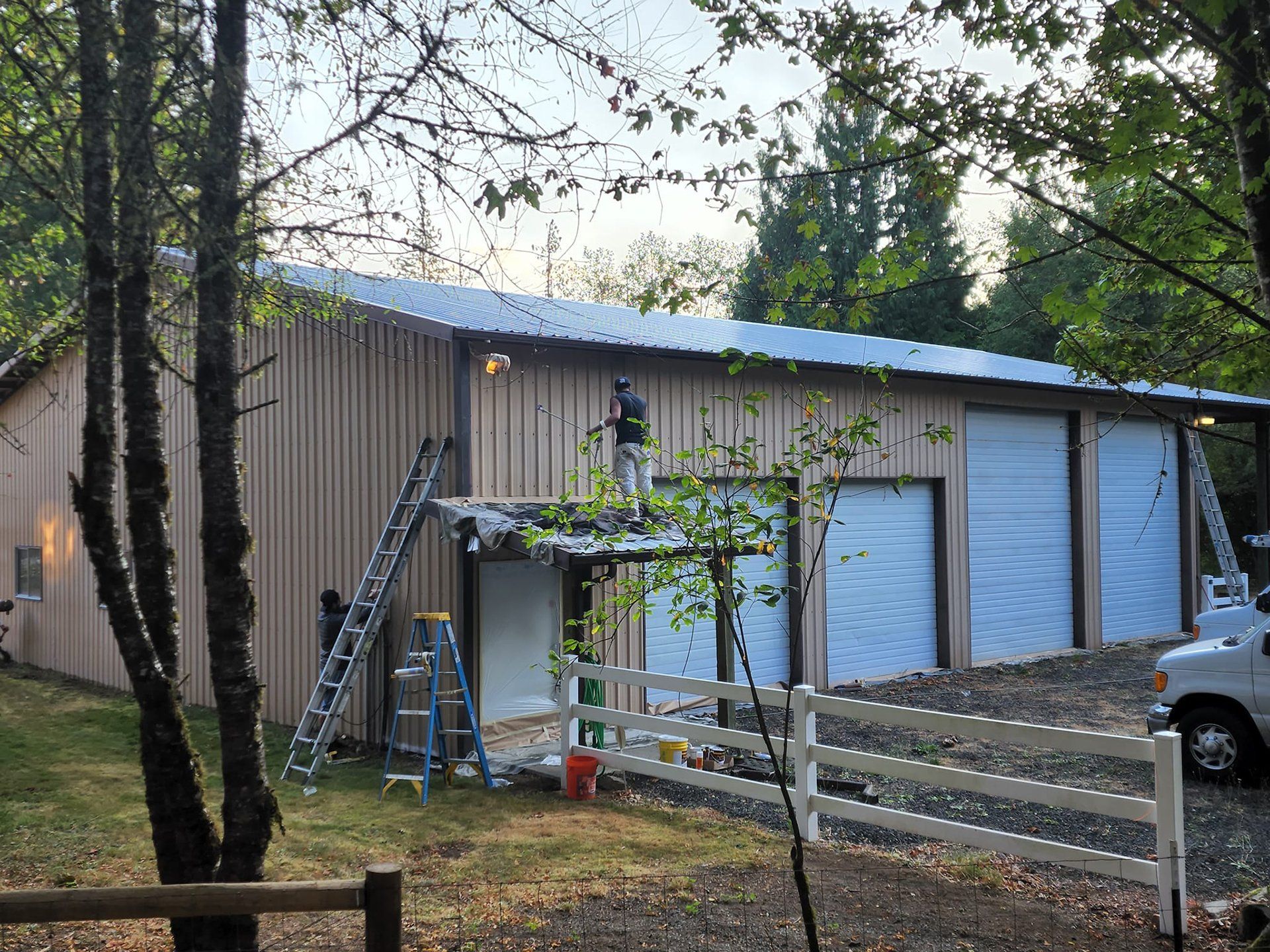 Before painting a parking shed