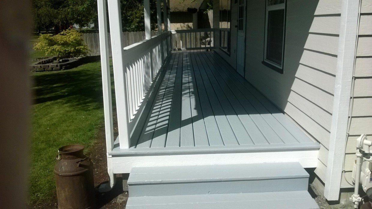Pale blue colored porch