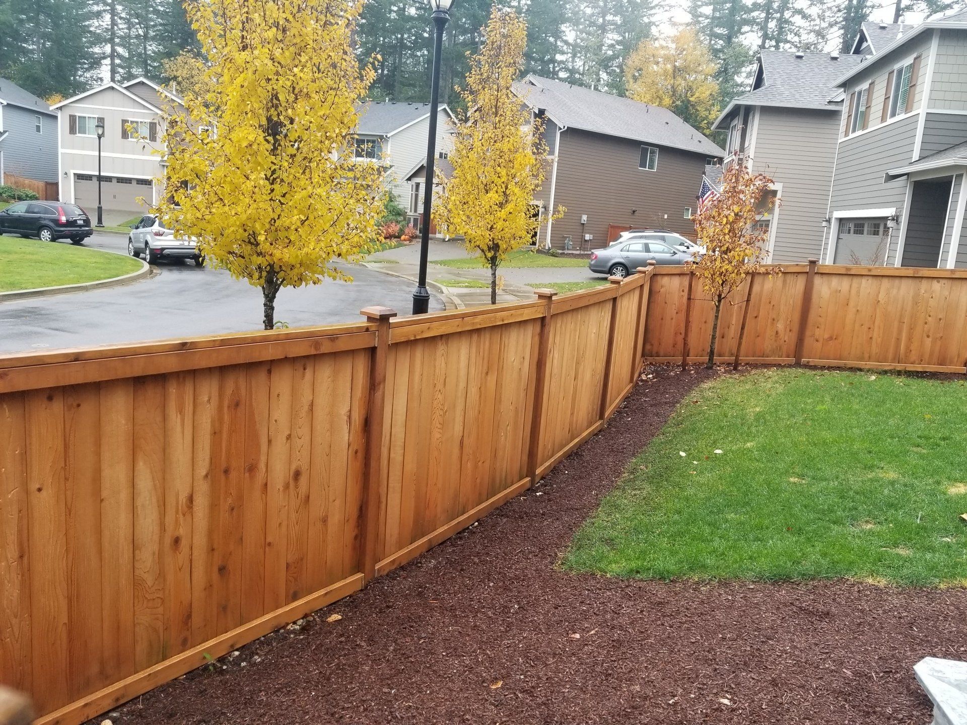 Wood fence around a house