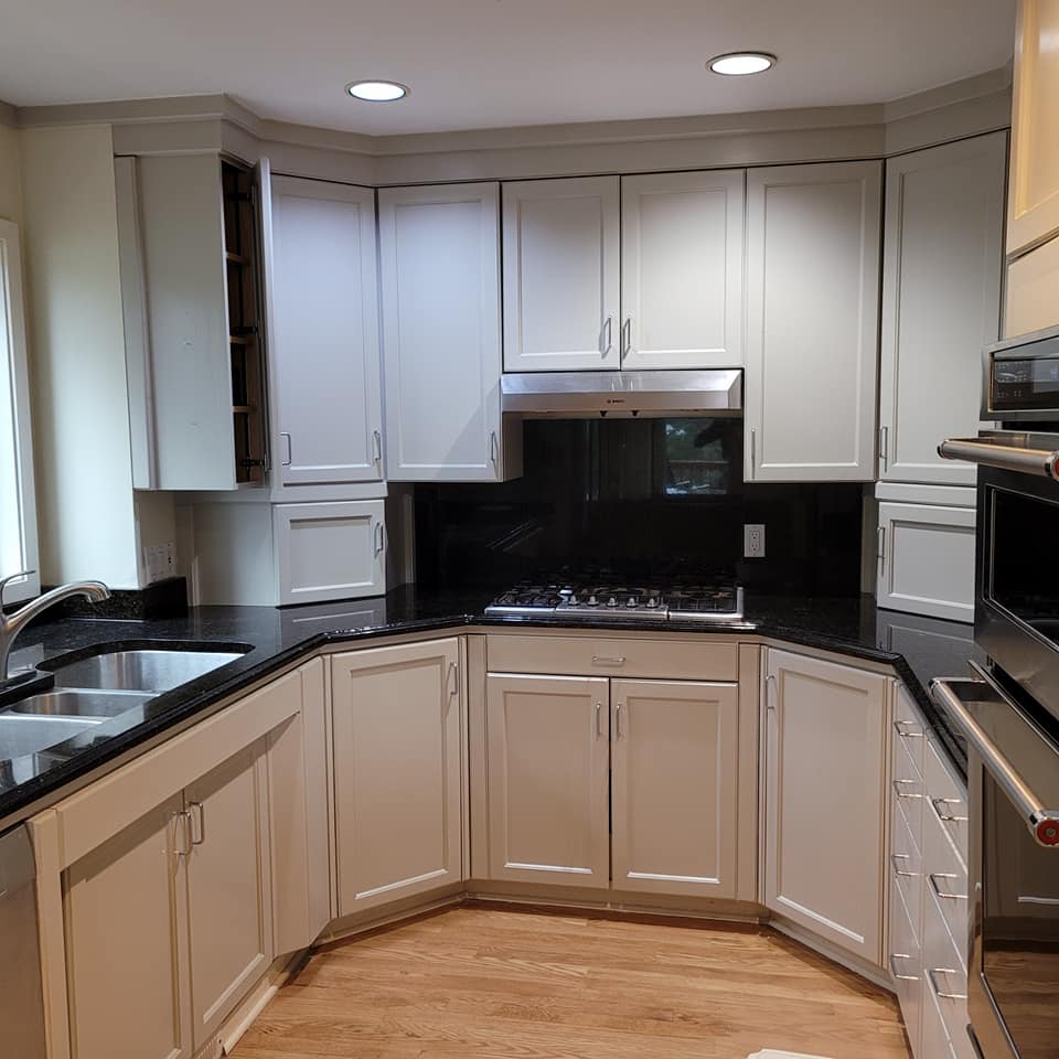 Newly painted kitchen cabinets