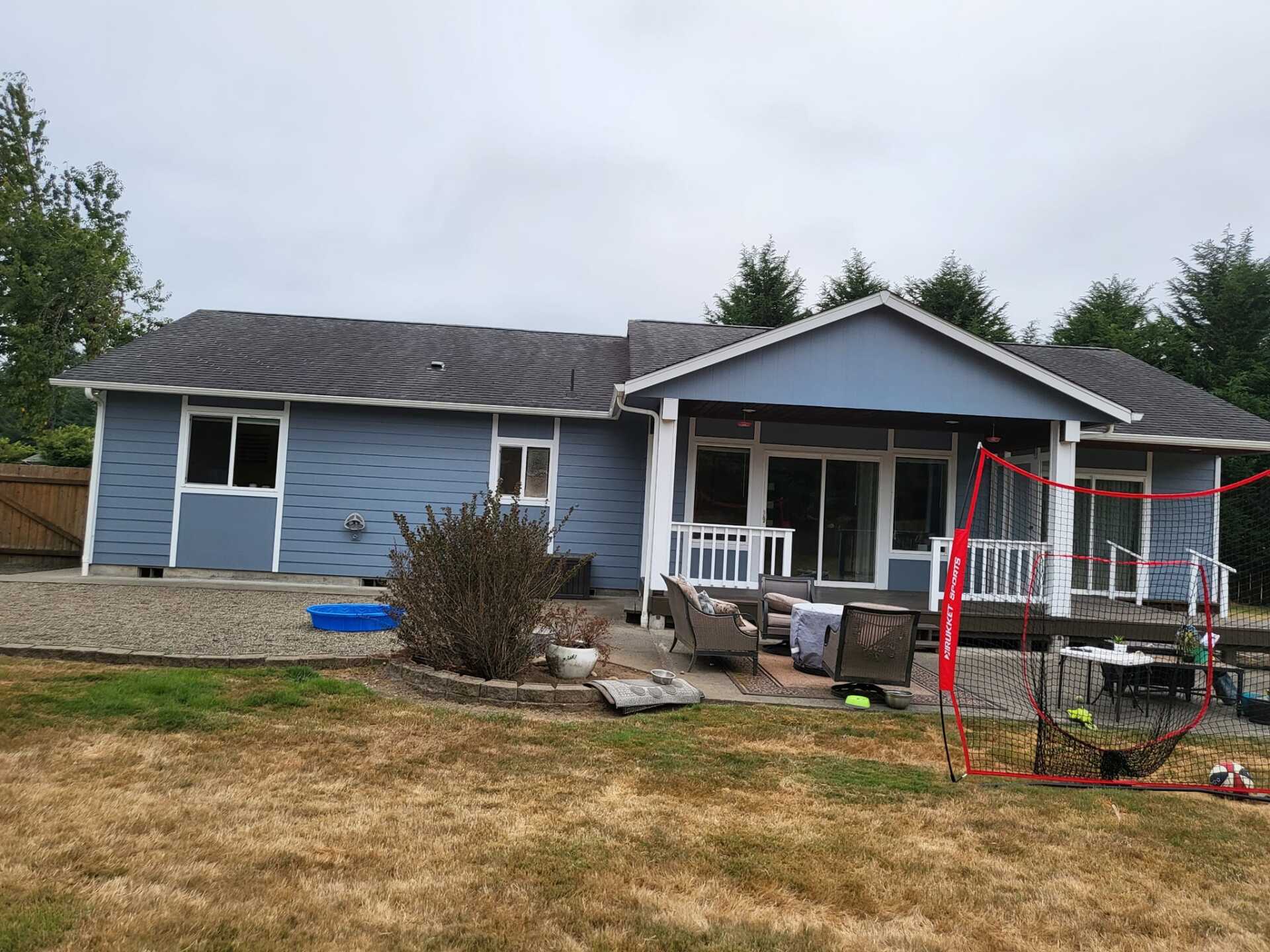 Front view of a newly painted house