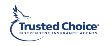 Trusted Choice logo with a blue eagle, curved line, and text: 