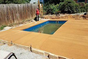 Deck installation around the pool