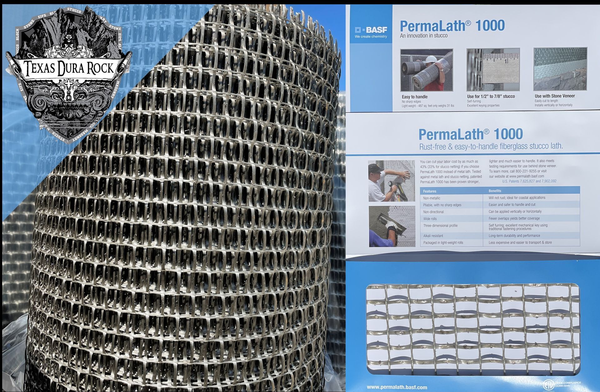 A roll of permalat 1000 is shown next to a brochure