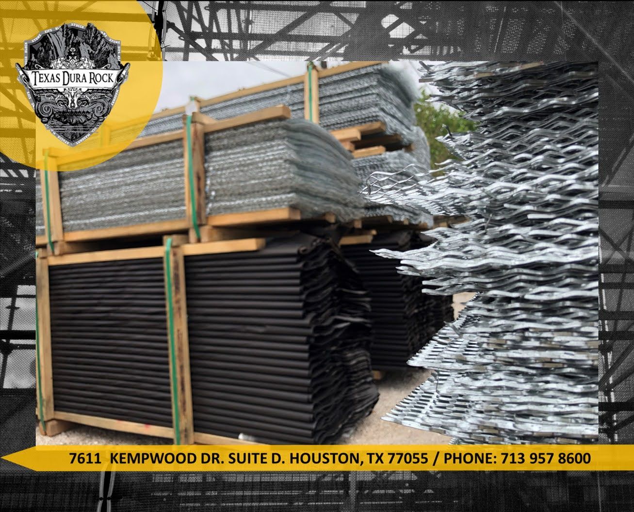 A bunch of pallets of metal are stacked on top of each other