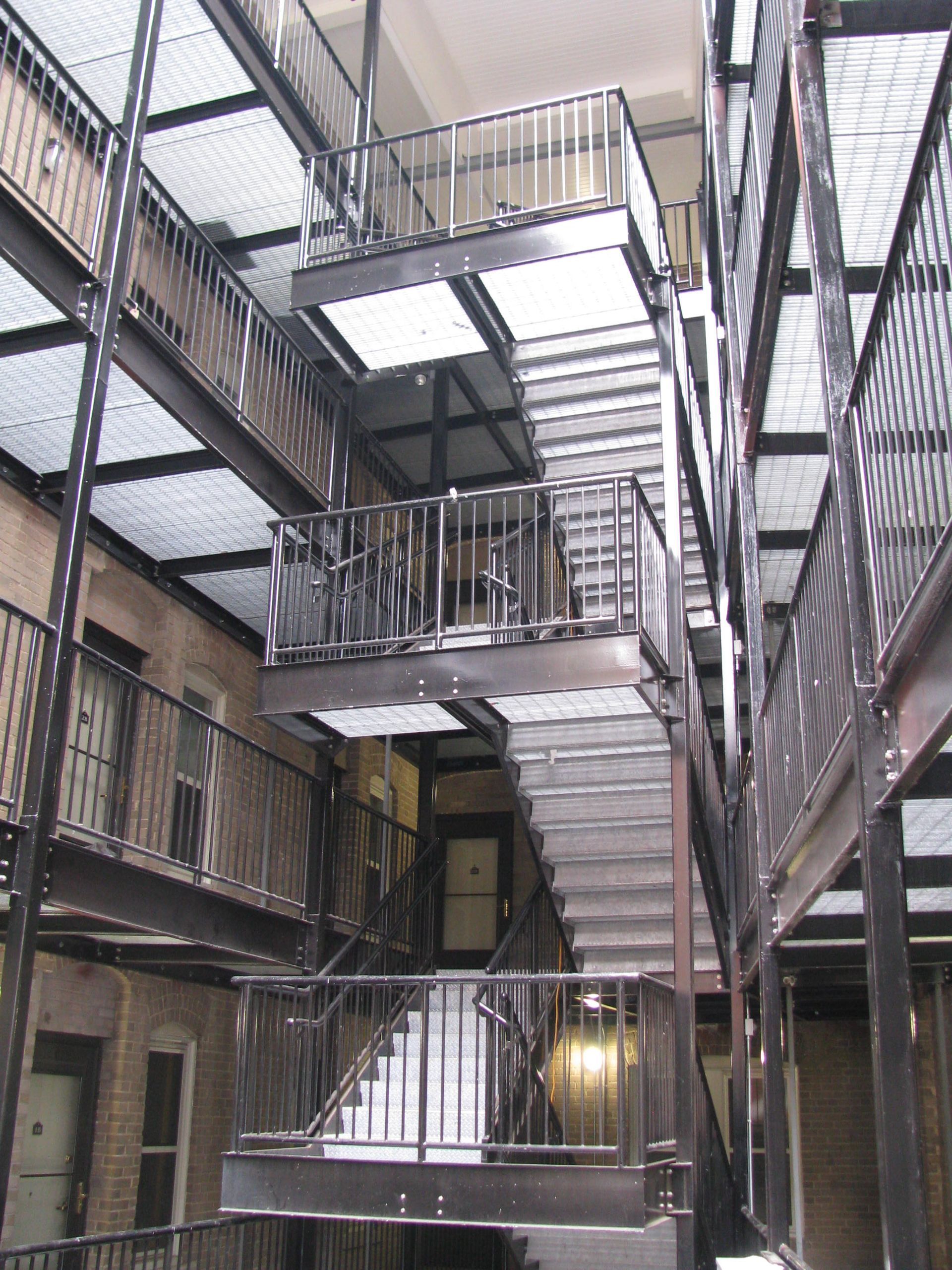 A building with a lot of stairs and balconies