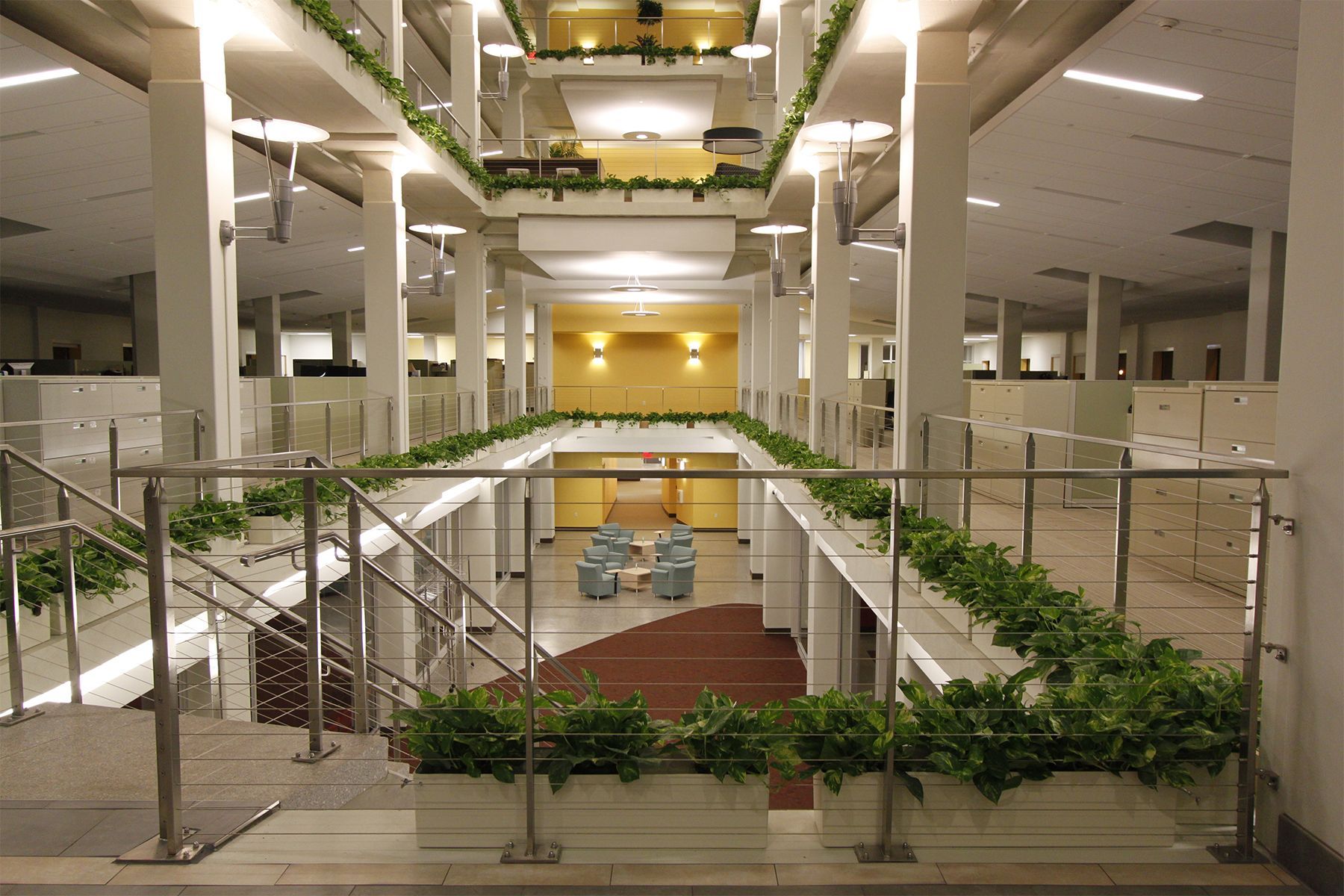 Stainless steel railing in commercial building
