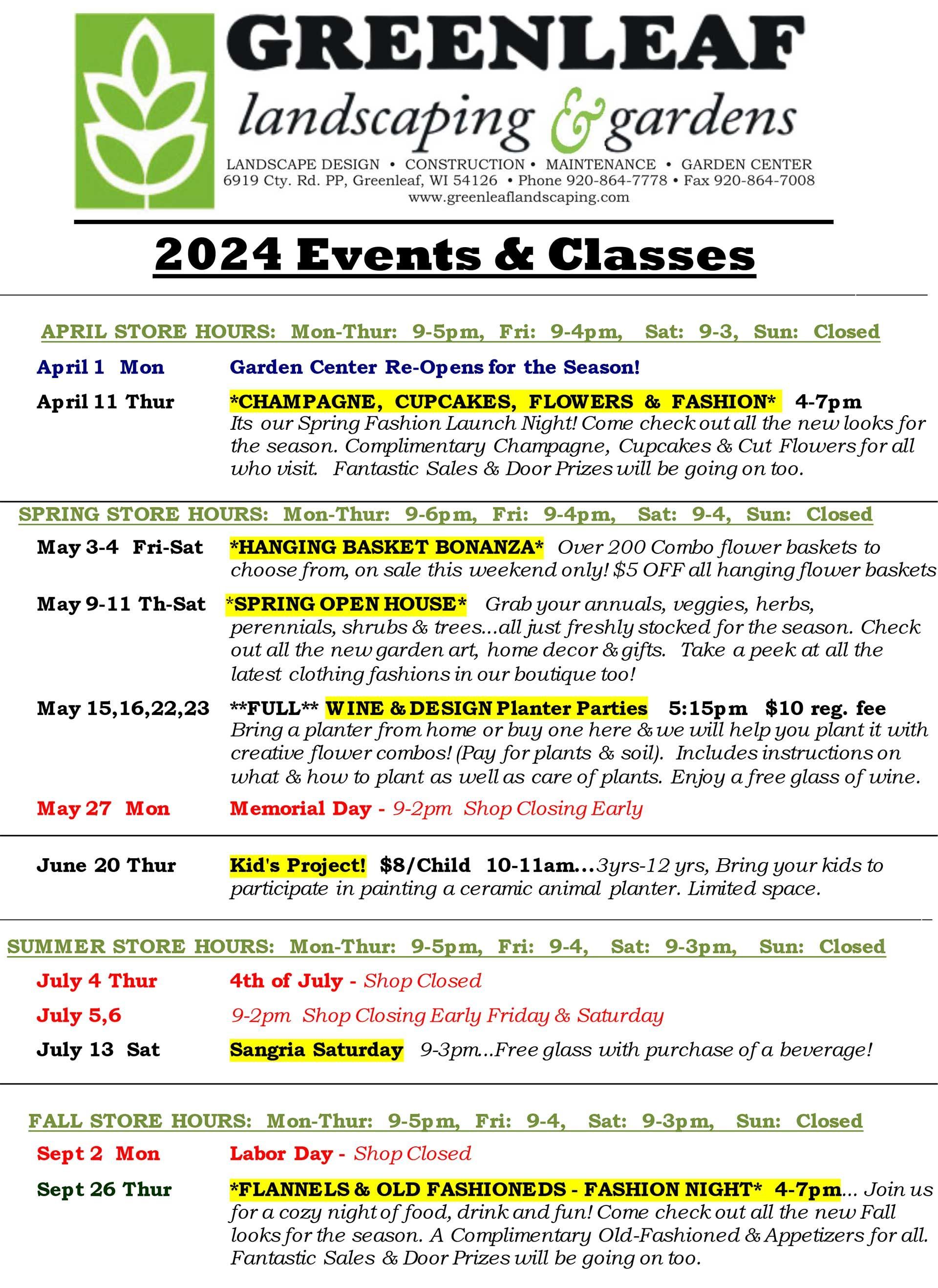 2024 events and classes
