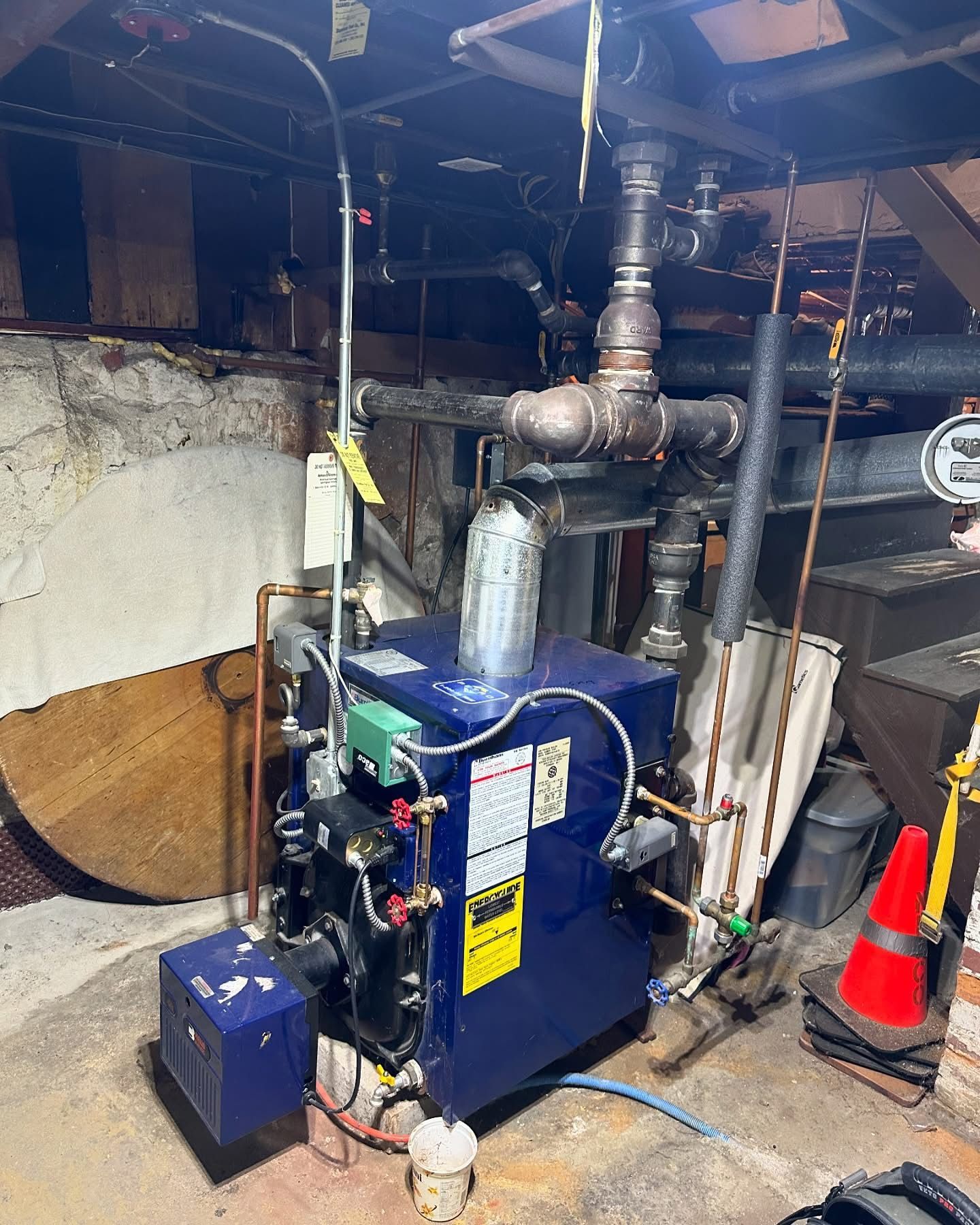 We removed the old boiler with tankless coil and installed a new gas boiler and stand alone water heater to give this customer nice consistent hot water! We also removed the oil tank to give them some more room for activities in their basement!