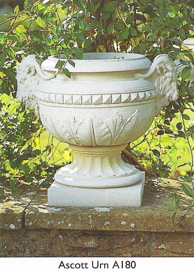 A picture of a white urn with the words ascotturn a180 on the bottom