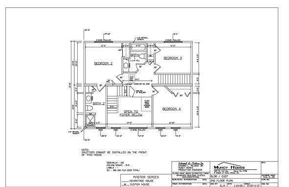 Architectural floor plan drawing of a residential second story, labeled