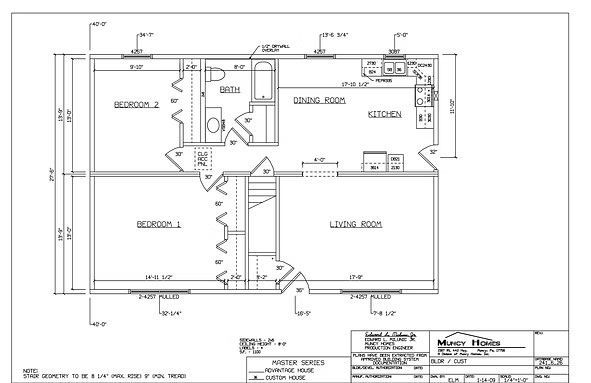 Architectural floor plan showing a two-bedroom apartment layout with a living room, kitchen, bathroom, and closets.