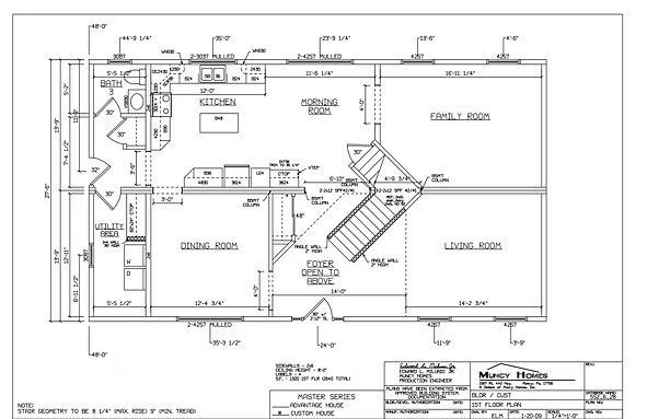Architectural floor plan for the main level of a residential home, displaying room dimensions and layout.