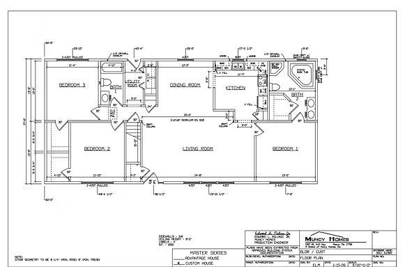 Architectural floor plan for a residential home, displaying labeled rooms, dimensions, and structural layout.
