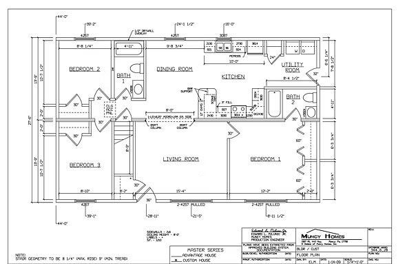 Black and white architectural floor plan for a residential unit featuring three bedrooms, two bathrooms, and living area.
