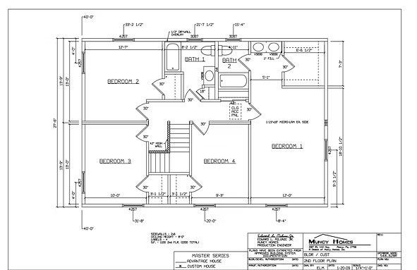 Architectural floor plan showing the layout, dimensions, and room labels for the second floor of a residential home.