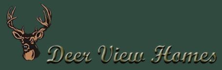 A deer head logo next to the text "Deer View Homes" in a metallic font against a dark green background.