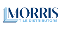 Morris Tile Distributors logo in blue text with stylized stacked tile graphic