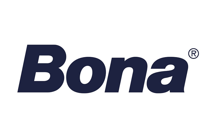 Bona logo in dark blue font on white background. Registered trademark symbol to the right.