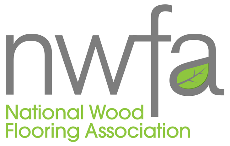 Logo for the National Wood Flooring Association: gray letters