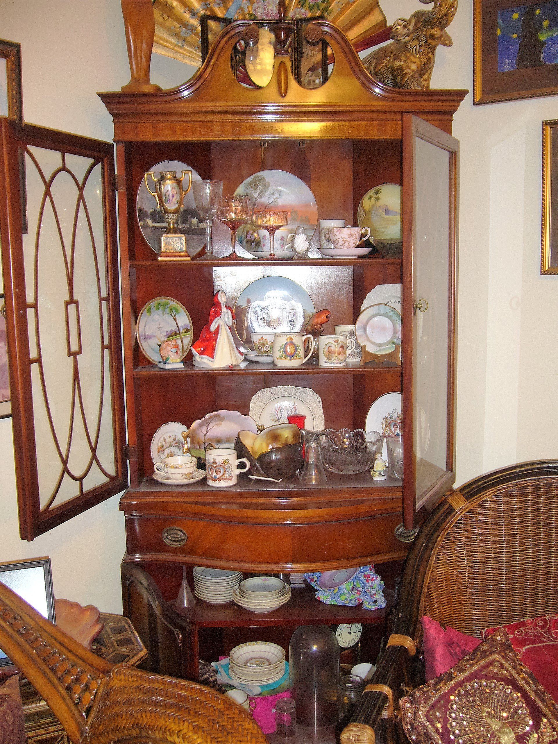 Antique cabinet and plates collections