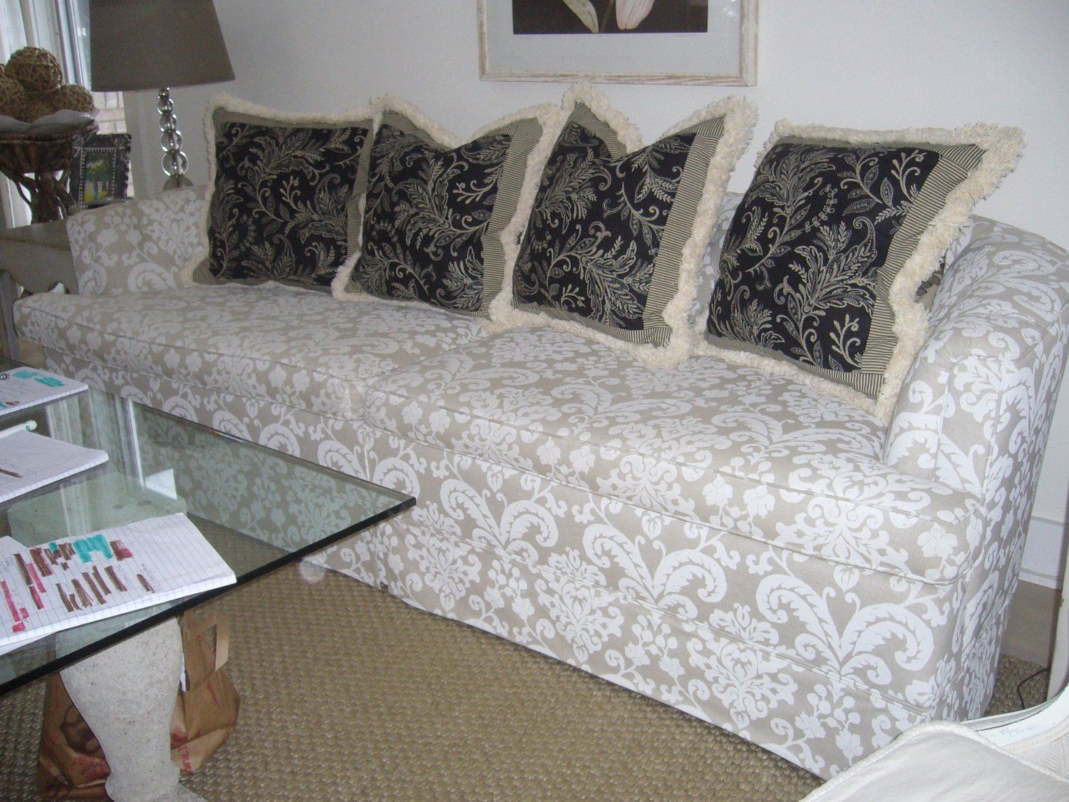 White printed sofa