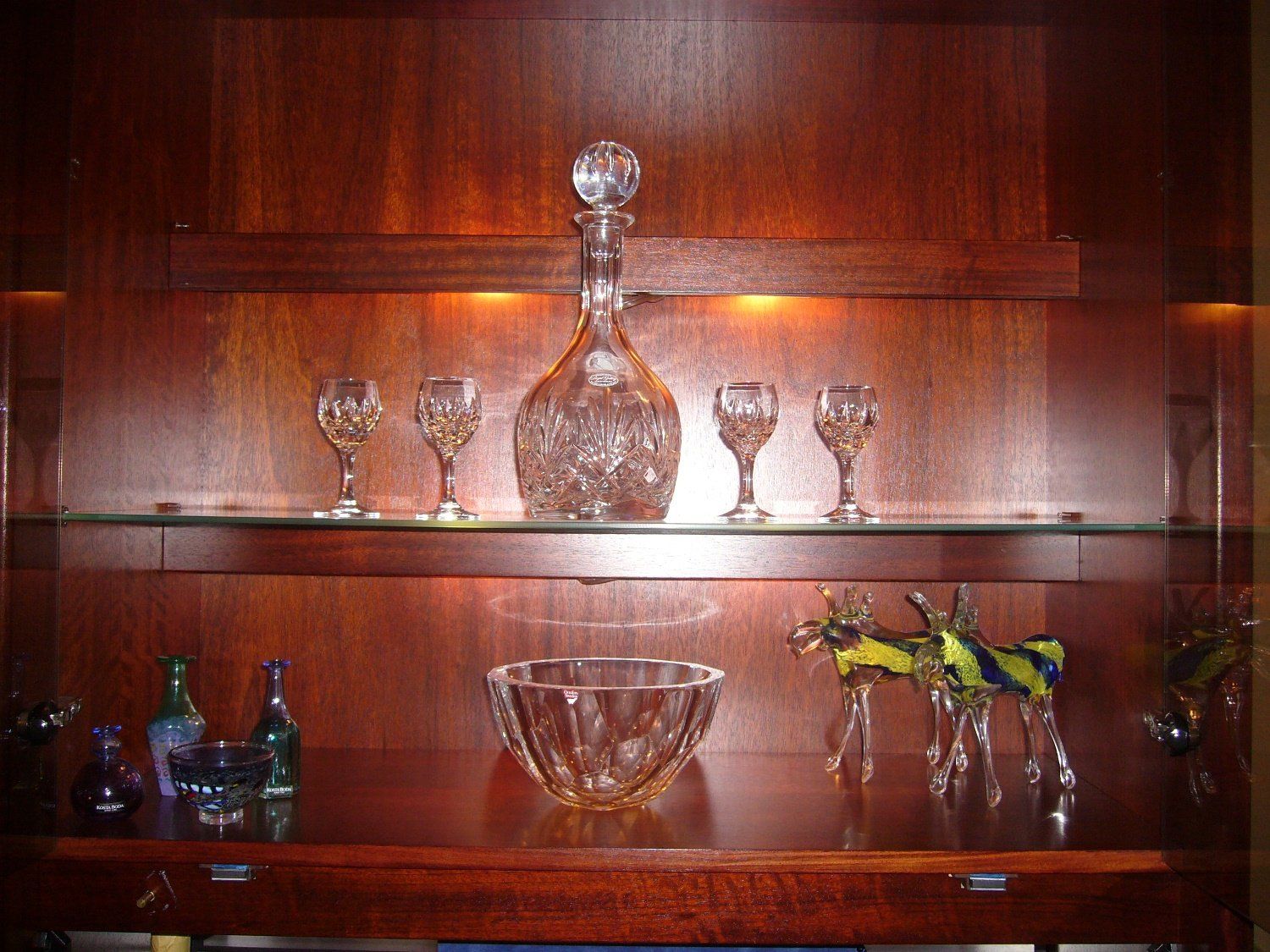 Antique glassware display
