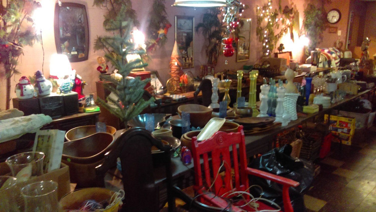 Wooden and glassware items on sale