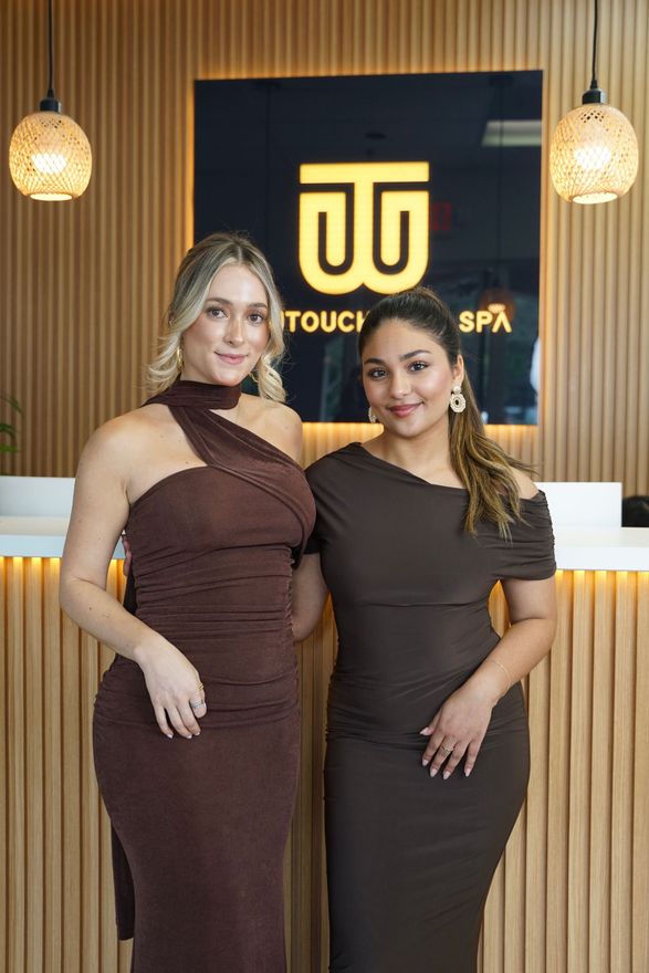 The logo for beautouch med spa is a gold logo on a white background.