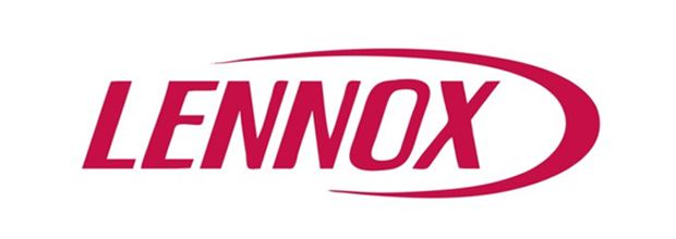Lennox logo in red italic lettering with a red oval swoosh on a white background