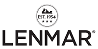 Lenmar logo: Black text with a circular emblem above.