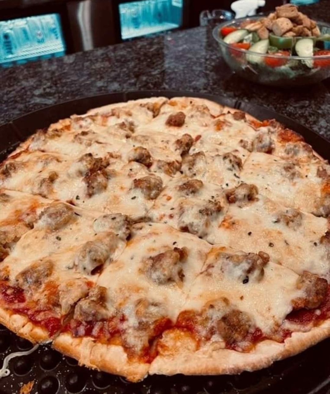 Pizza with sausage