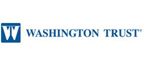 The logo for the Washington Trust is blue and white.