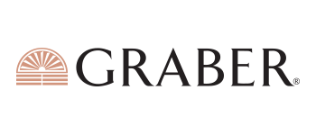 The graber logo is on a white background and has a sunburst on it.